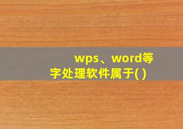 wps、word等字处理软件属于( )